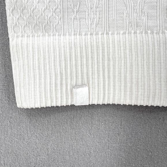 LULULEMON Rest Less Pullover Top Womens 4 White Long Sleeve Crew Neck Cable - Picture 9 of 13